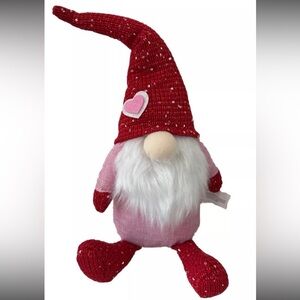 Gnome Be My Valentine Weighted Plush Red Pink w/Heart 13”